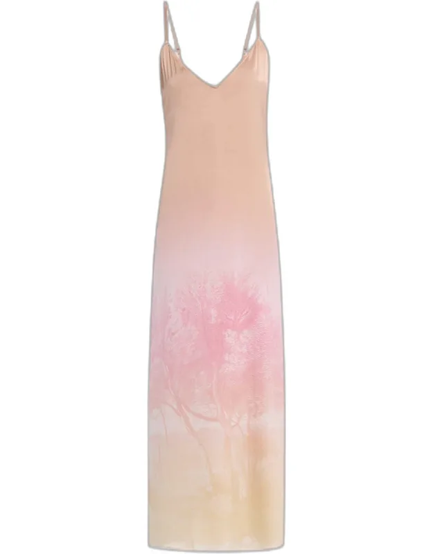 Ombre Landscape-print Midi Shirtdress