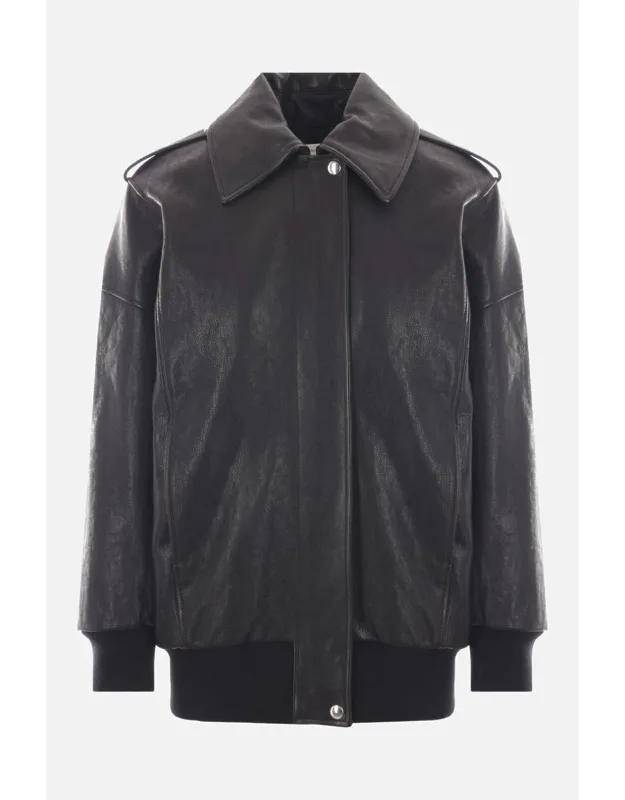 Padded Avator Jacket With Pointed Collar And Ribbed Knit Edges