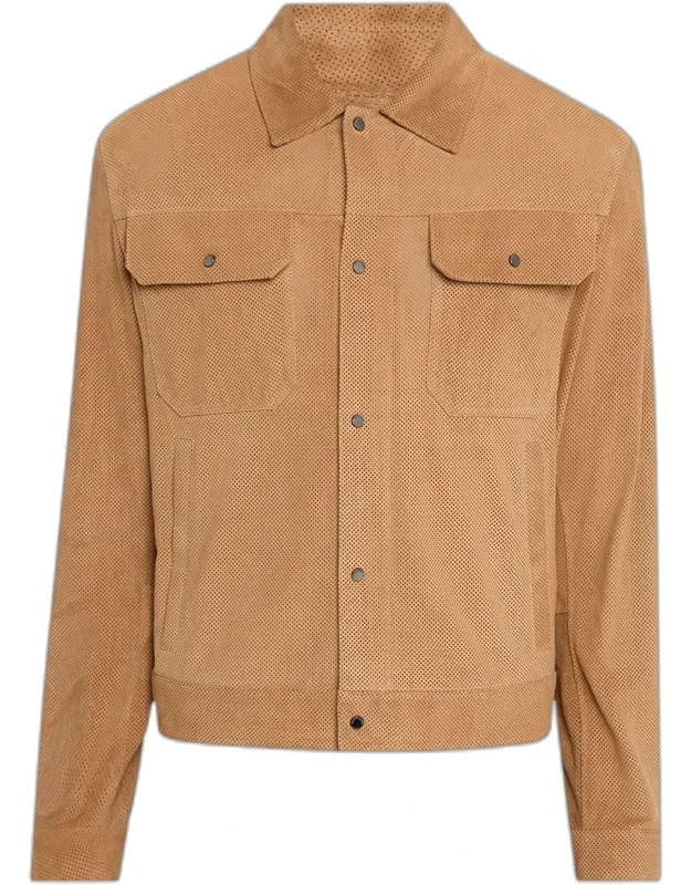Perforated Suede Trucker Jacket