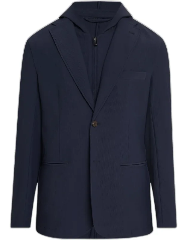 Nylon Stretch Blazer With Removable Hood