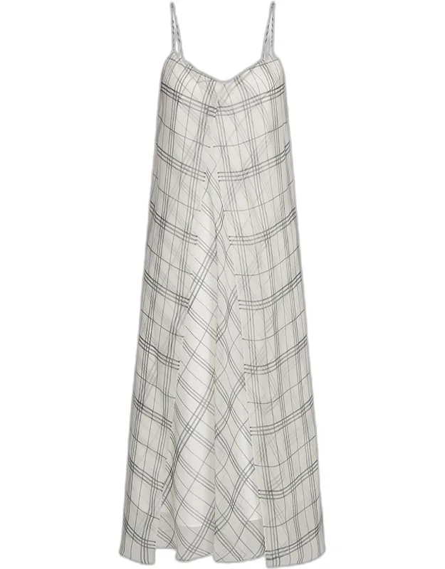 Sheer Plaid Midi Dress