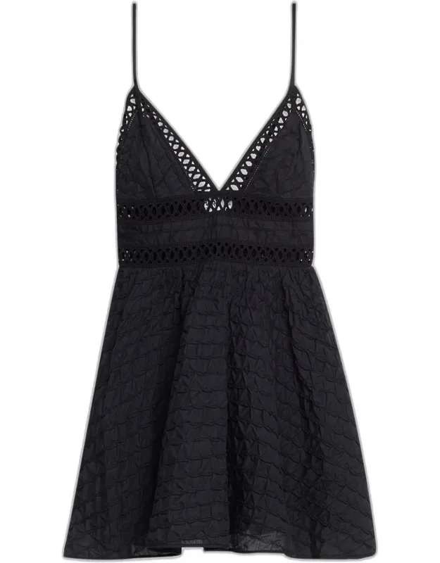 Embroidered Cotton Voile Mini Dress