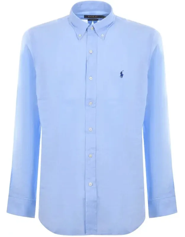Linen Shirt With Button Down Collar And Long Sleeve