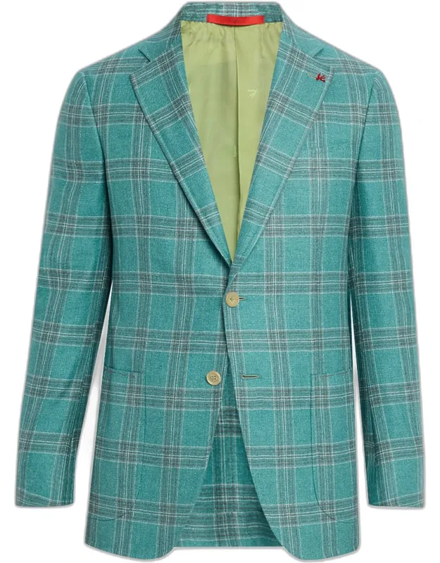 Silk-cashmere Plaid Sport Coat