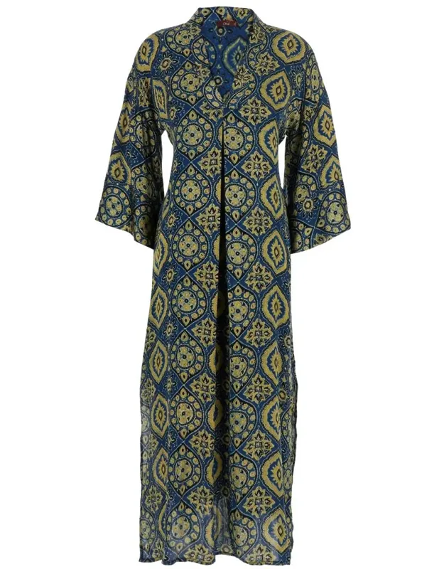 Jasmine Multicolor Dress With V Neckline And All-over Printed Motif In Silk