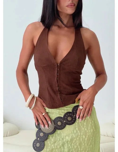 Faux Suede Halter Top