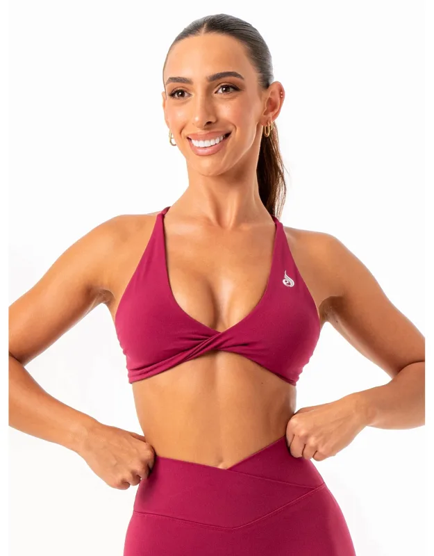 Nkd Twist Sports Bra - Low V-neck Profile, Flattering Twist Detail