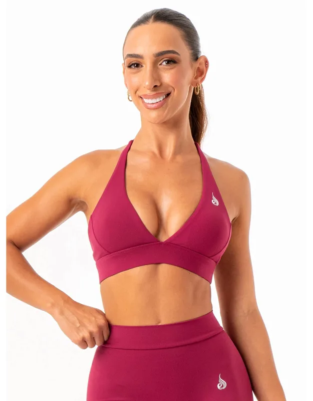 Nkd Halter Sports Bra - Flattering V-neck, Light Support