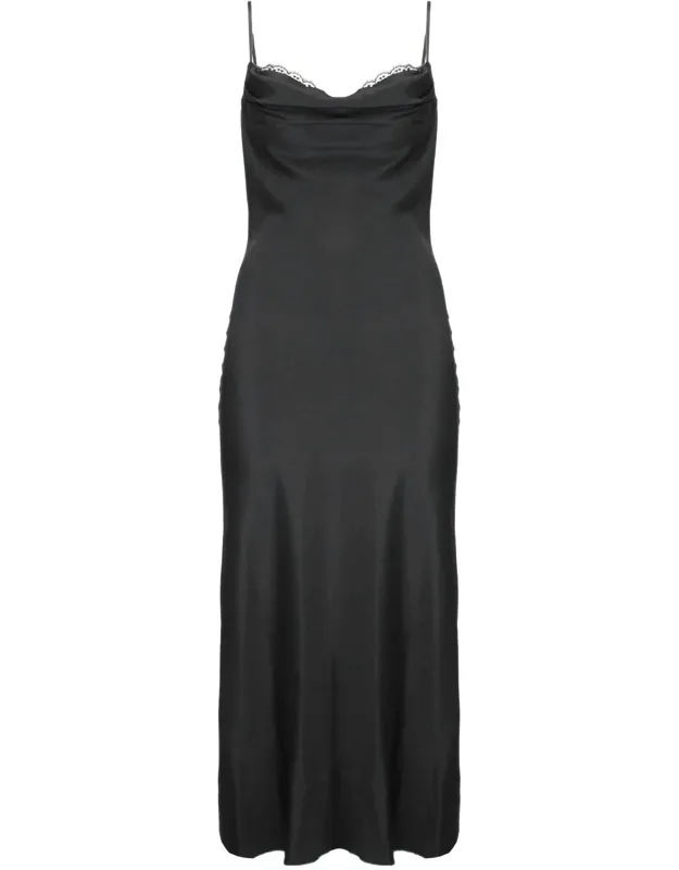 Dress With Slightly Draped Neckline And Lace Trim