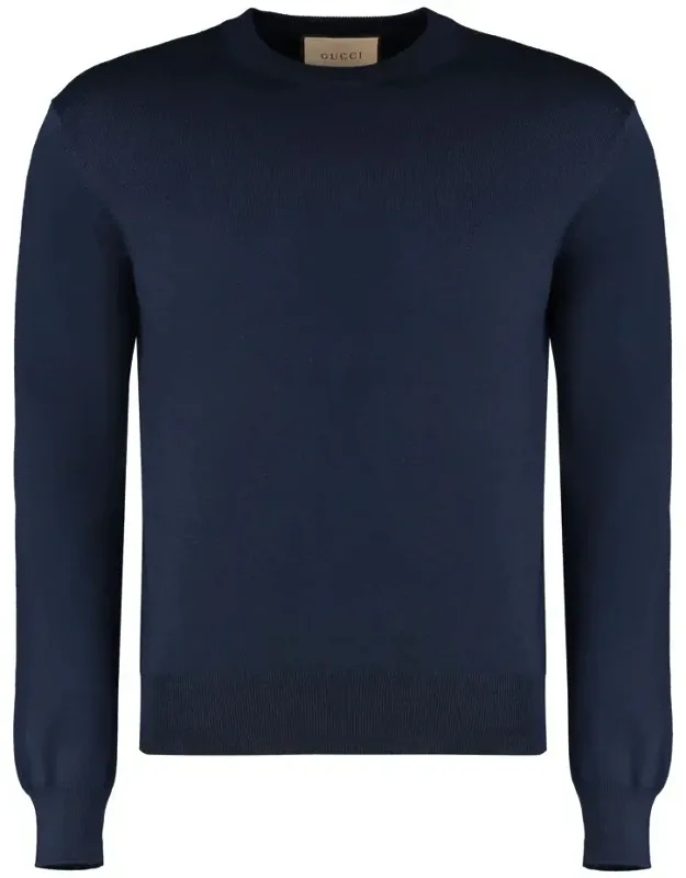 Gucci Crew-neck Wool Sweater Ribbed Knit Edges