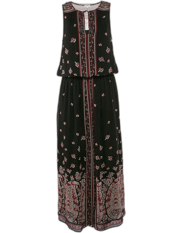 Printed Silk Sleeveless Maxi Dress