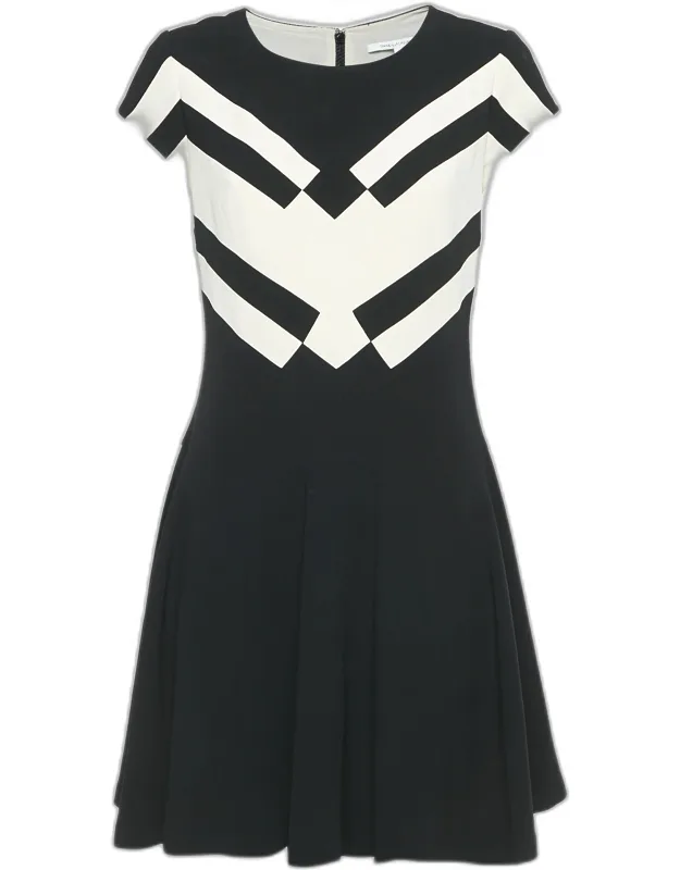 Crepe Contrast Panel Mini Dress