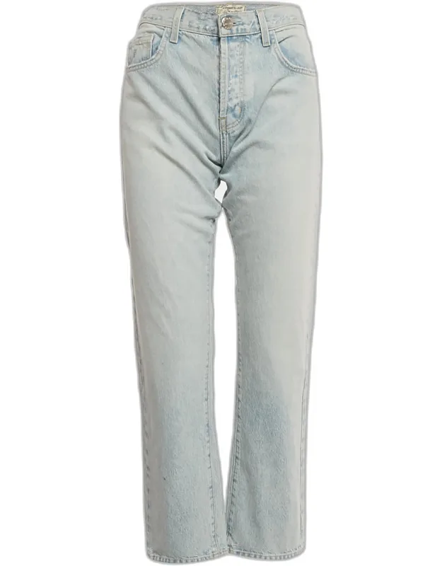 Light Blue Denim Straight Fit Alta Destroy Jeans