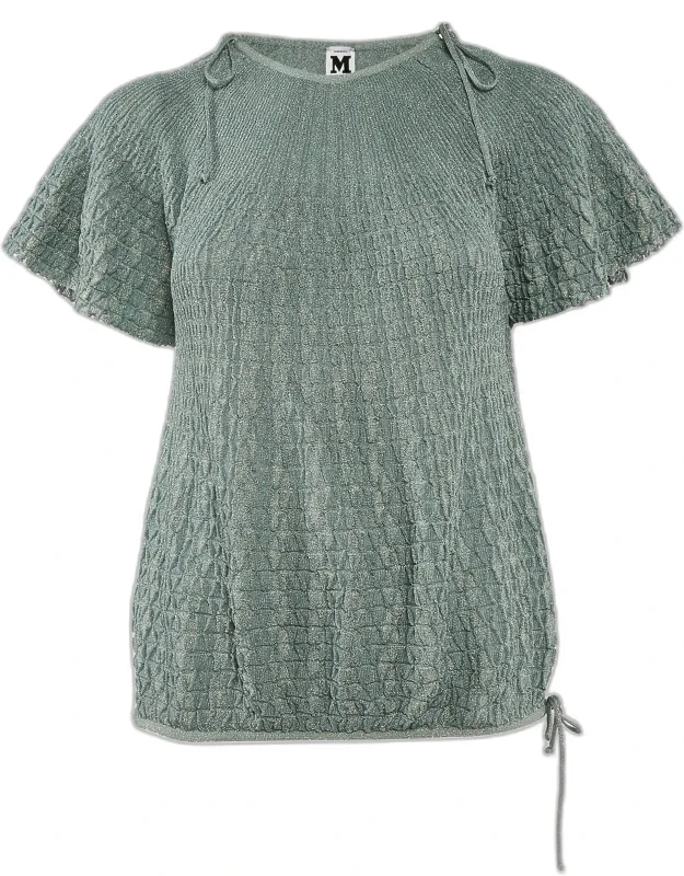 Patterned Lurex Knit Sweater Top