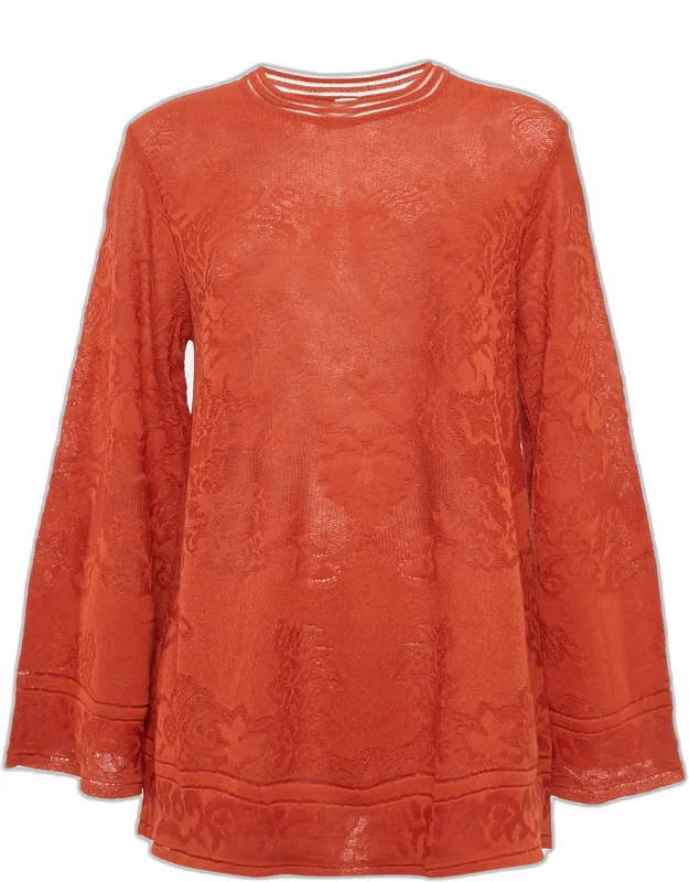Patterned Knit Long Sleeve Sweater