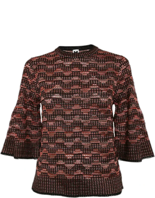 Pinhole Pattern Knit Sweater Top