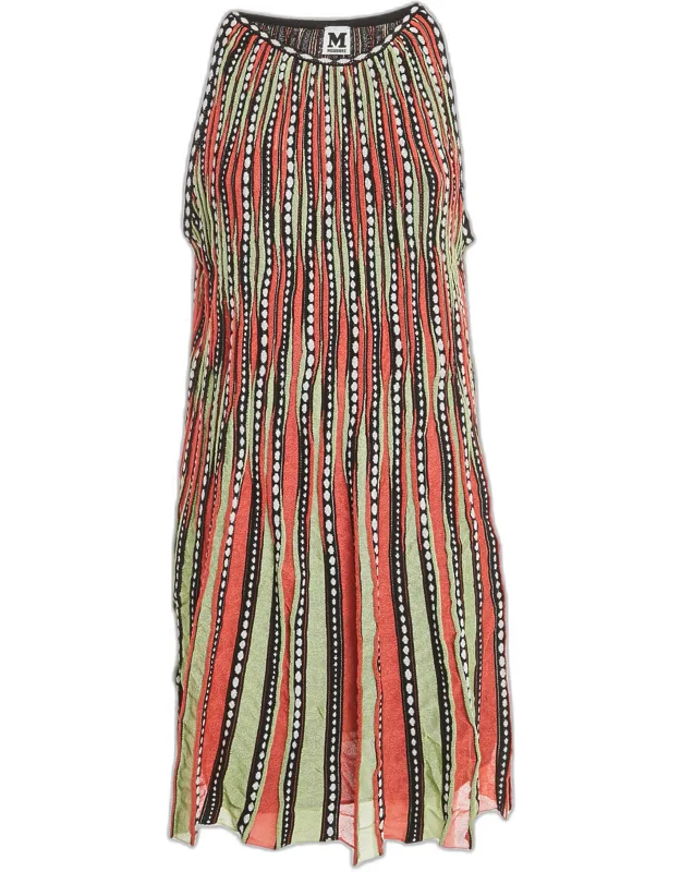 Multicolor Patterned Knit Sleeveless Mini Dress