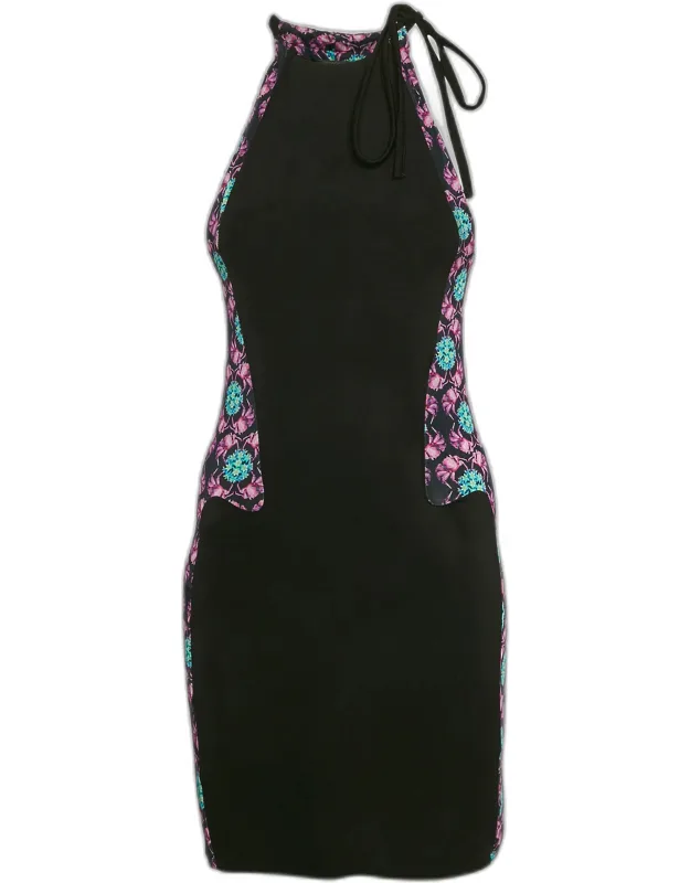 Printed Jersey Halter Neck Midi Dress