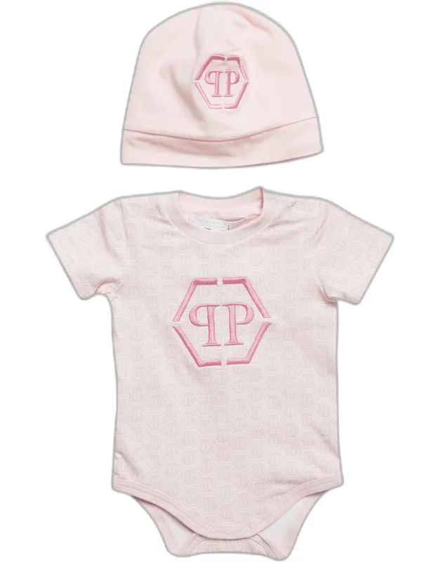 Printed Jersey Romper And Cap Set