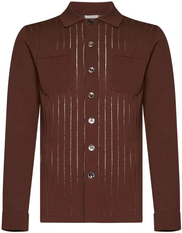 Sweater With Ribbed Collar And Openwork Detailing