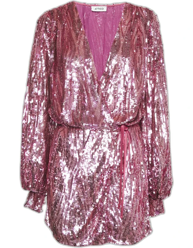 Sequin Mini Wrap Dress