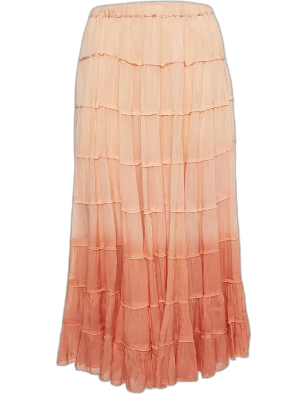 Ombre Crepe Tiered Maxi Skirt