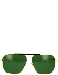 Sunglasses Gold Green Rectangle Metal 60 Mm Lens Width