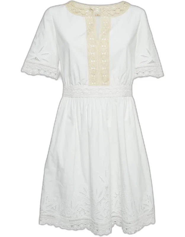 Cotton Lace Trimmed Mini Dress