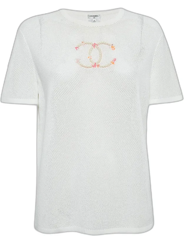 Embroidered Mesh Sheer T-shirt