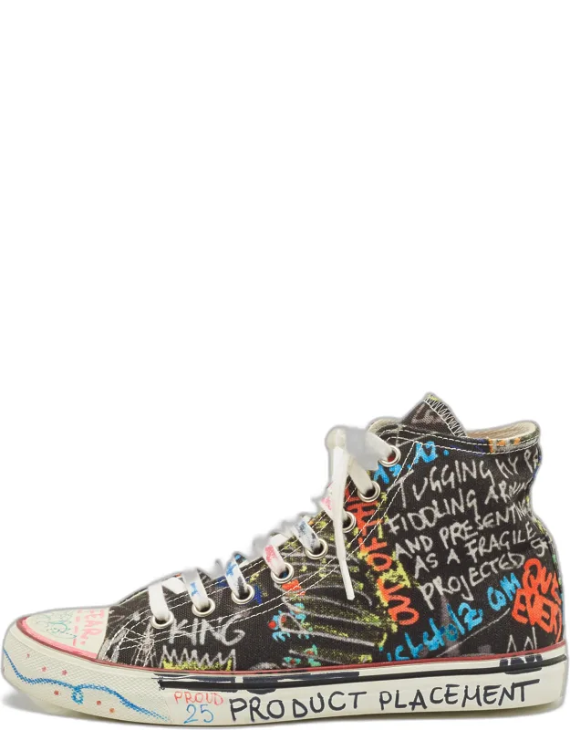 Multicolor Canvas Graffiti High Top Sneakers