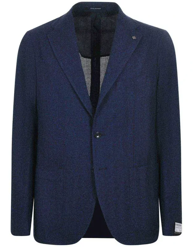 Tagliatore Jacket In Herringbone Cotton With Classic Lapel And Patch Pockets