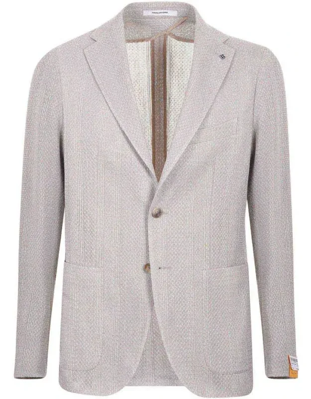 Tagliatore Jacket In Cotton And Linen Yarn With Alternating Weaves, Classic Lapel, Patch Pockets, Chest Pocket, Inside Pockets, Iconic Pin On The Lapel, 2-button Closure, Cuffs With Buttons, Double Vent On The Back, Deconstructed.