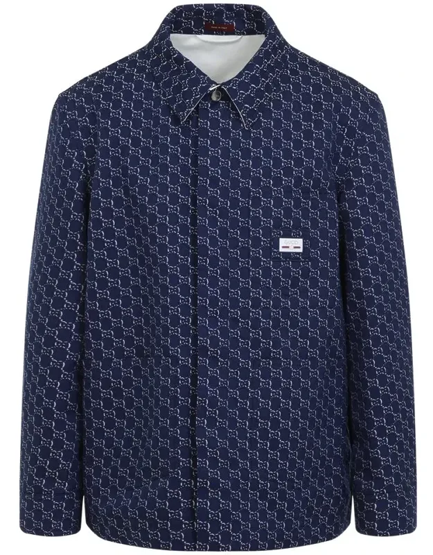 Shirt With Gg Shadow And Patch Pocket