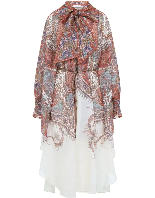 Dress Crafted From Ramie, Signature Paisley Print
