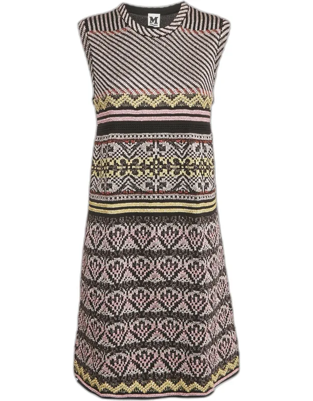 M Missoni Metallic Lurex Knit Dress With Expert Tailoring