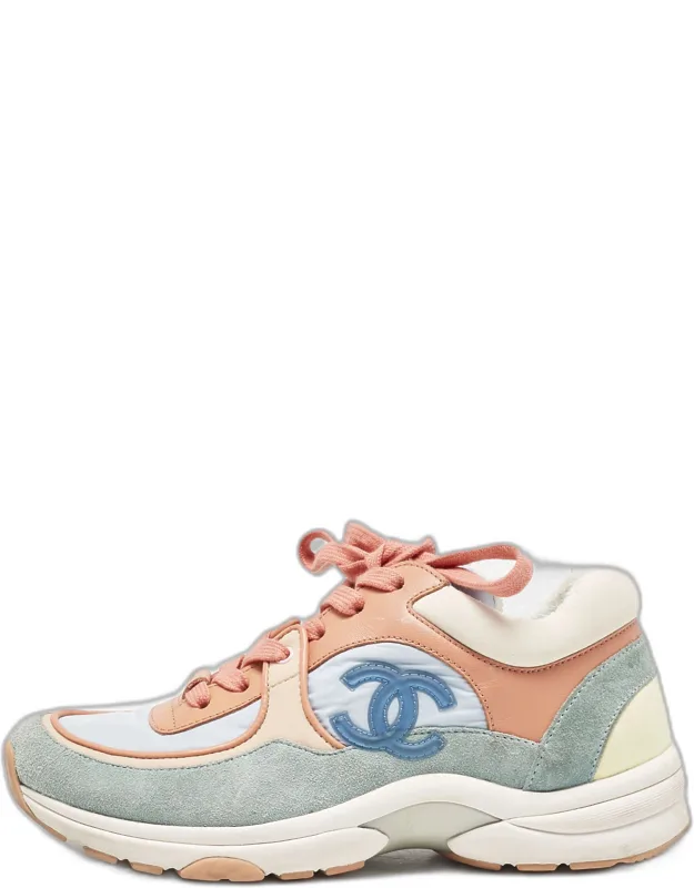 Multicolor Nylon And Leather Cc Logo Lace Up Sneakers