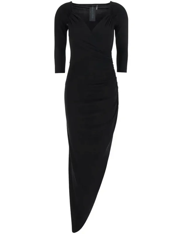 Draped Detail Dress With Bare Shoulders In Tech Fabric