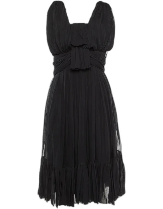 Silk Chiffon Draped Mini Dress