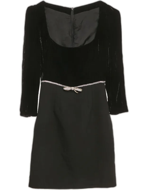 Velvet And Wool Crystal Bow Detail Mini Dress
