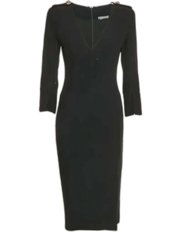 Crepe V-neck Midi Dress