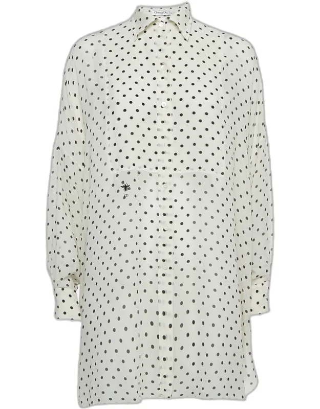 Polka Dot Print Silk Tunic Top
