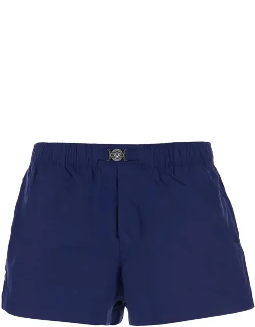 Swim Shorts With Elastic Waist And Medusa Plaque On The Front In Tech Fabric