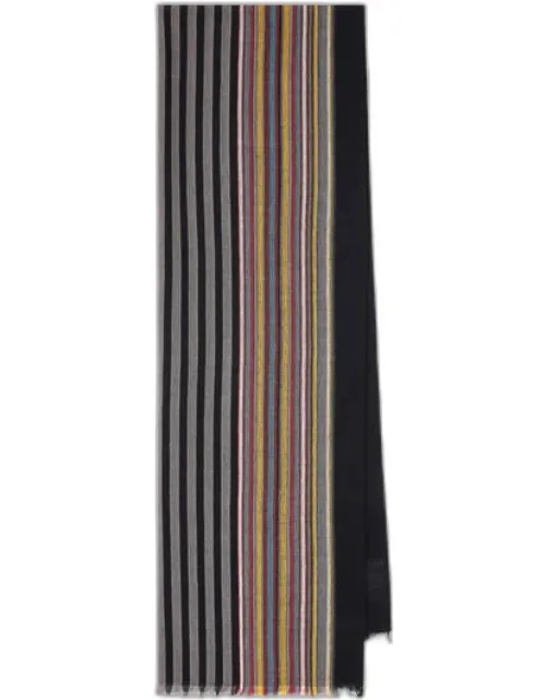 Viscose-wool 'signature Stripe' Edge Scarf