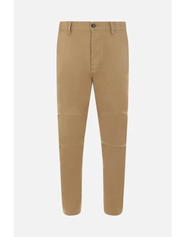Trousers Crafted From Stretch Cotton Gabardine With Front Button Closure And Multiple Pockets