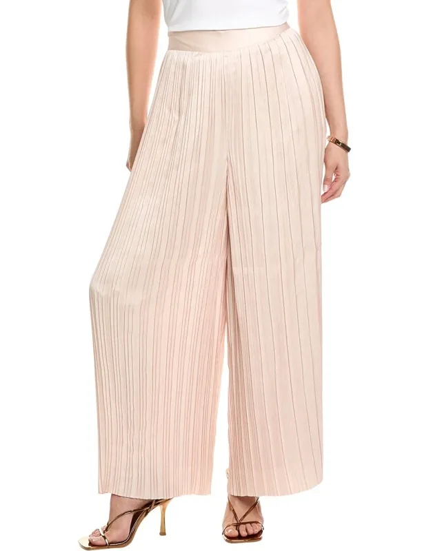 Pull-on Pleated Wide Leg Pants