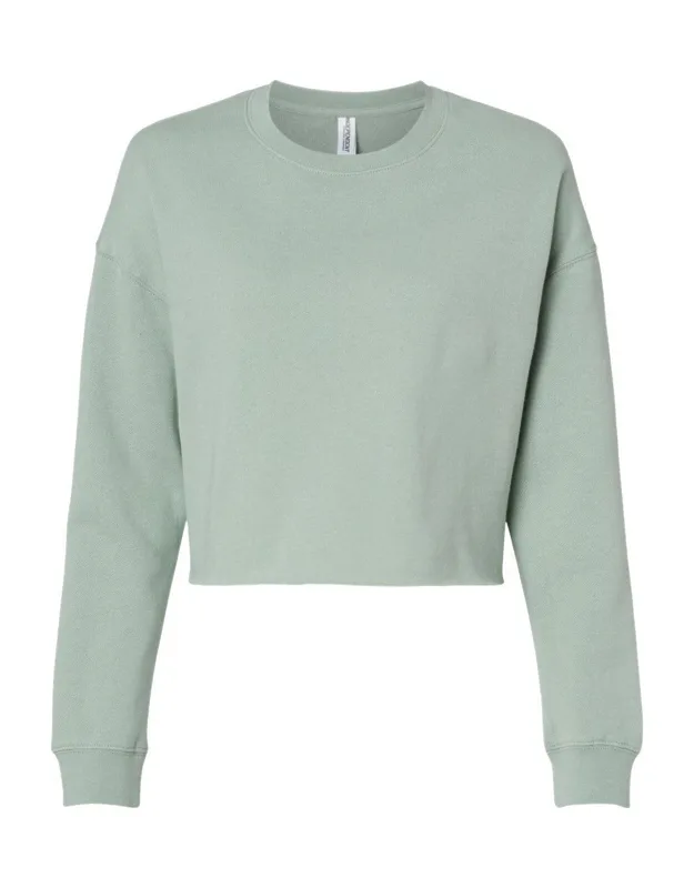 Independent Trading Co. Lightweight Cropped Crew Pullover - 6.5 Oz. Pre-laundered Cotton/polyester Blend Fleece, Split Stitch Double Needle Sewing On All Seams