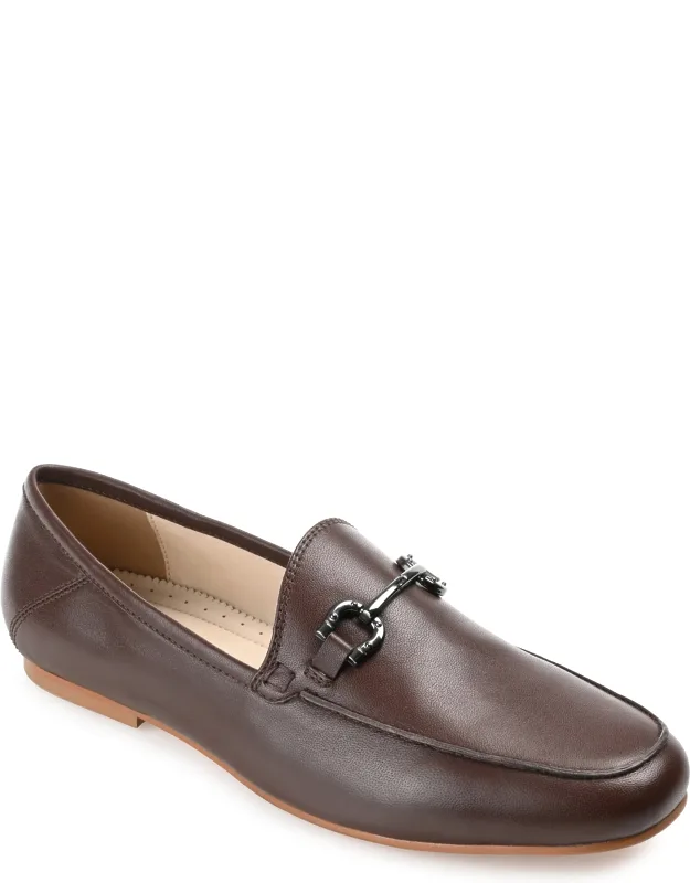 Genuine Leather Loafer Round Toe Slip On Flats