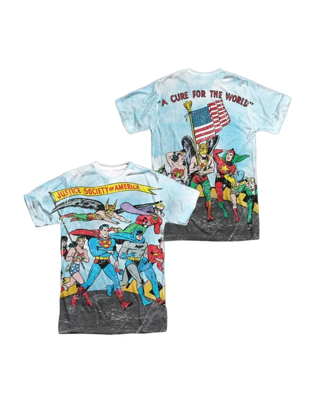 Justice League Of America World Cure Short Sleeve Poly Crew Tee - Stylish For Everyday Wear, 100% Officially Licensed