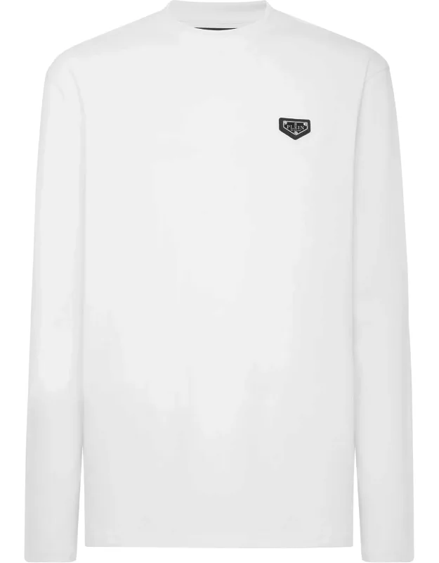 T-shirt Round Neck Ls With Long Sleeves And Plein Plaque
