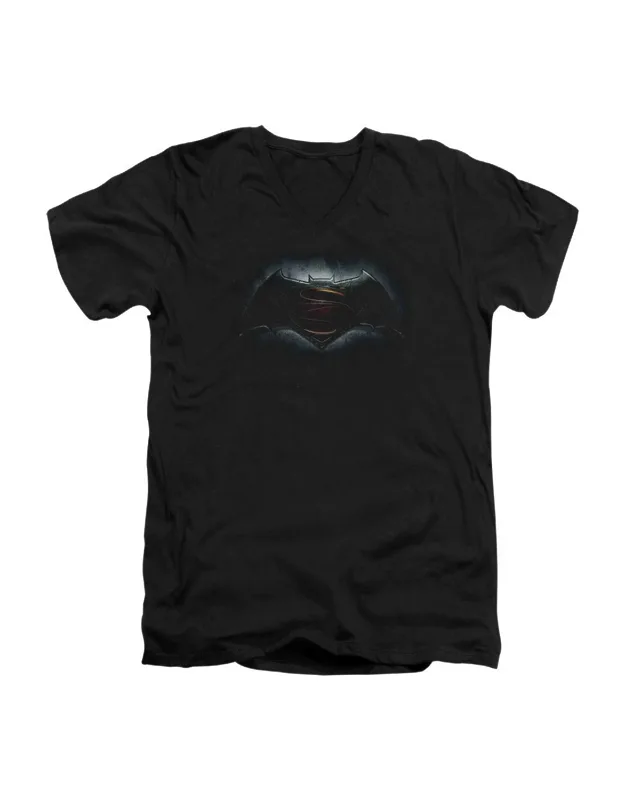 _batman V Superman Logo Short Sleeve V Neck Premium Cotton Tee - 100% Officially Licensed, Pre-shrunk Cotton_
